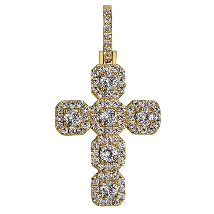 Necklaces GoldSilver Baguette Cross Pendant VVS Jewelry