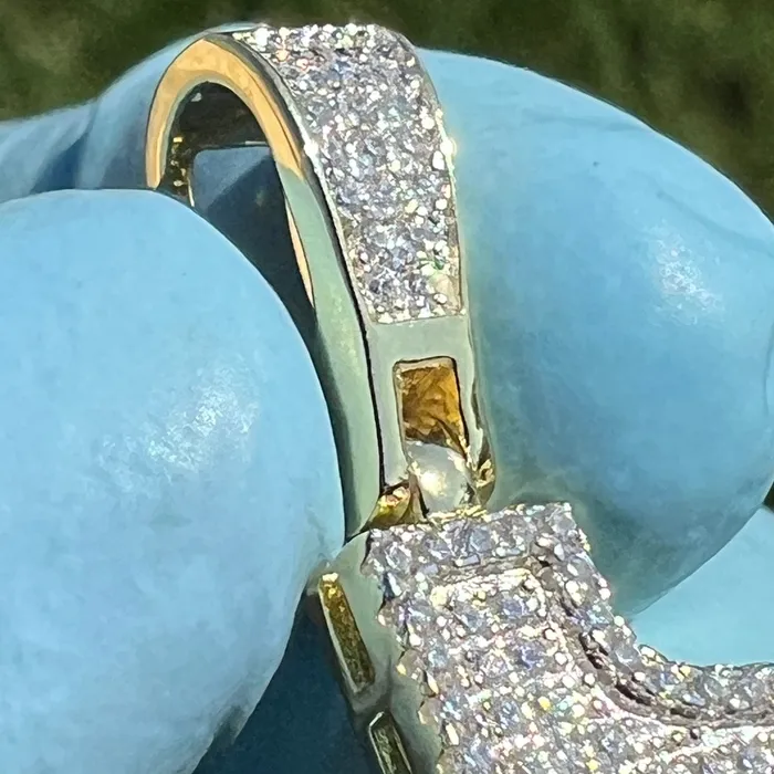 Necklaces Harlem 14k Gold Plated 925 Sterling Silver Texas State Iced Flooded Out CZ Pendant Necklaces Harlem 14k Gold Plated 925 Sterling Silver Texas State Iced Flooded Out CZ Pendant