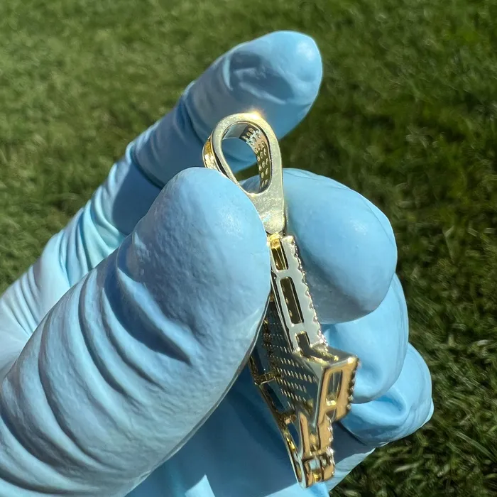 Necklaces Harlem 14k Gold Plated 925 Sterling Silver Texas State Iced Flooded Out CZ Pendant Necklaces Harlem 14k Gold Plated 925 Sterling Silver Texas State Iced Flooded Out CZ Pendant