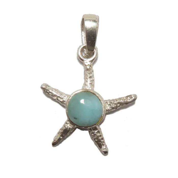 Necklaces Satin Crystals Larimar Pendant Blue Starfish Spirit Stone Sterling Silver Necklaces Satin Crystals Larimar Pendant Blue Starfish Spirit Stone Sterling Silver