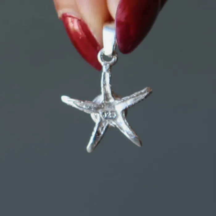 Necklaces Satin Crystals Larimar Pendant Blue Starfish Spirit Stone Sterling Silver