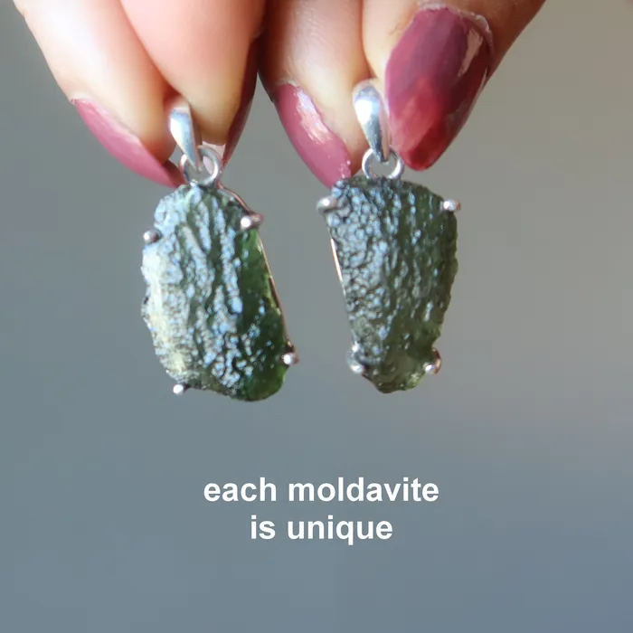Necklaces Satin Crystals Moldavite Pendant Mini Monster Manifestation Gem Sterling
