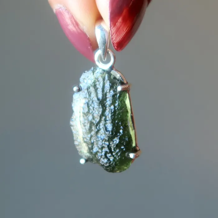 Necklaces Satin Crystals Moldavite Pendant Mini Monster Manifestation Gem Sterling