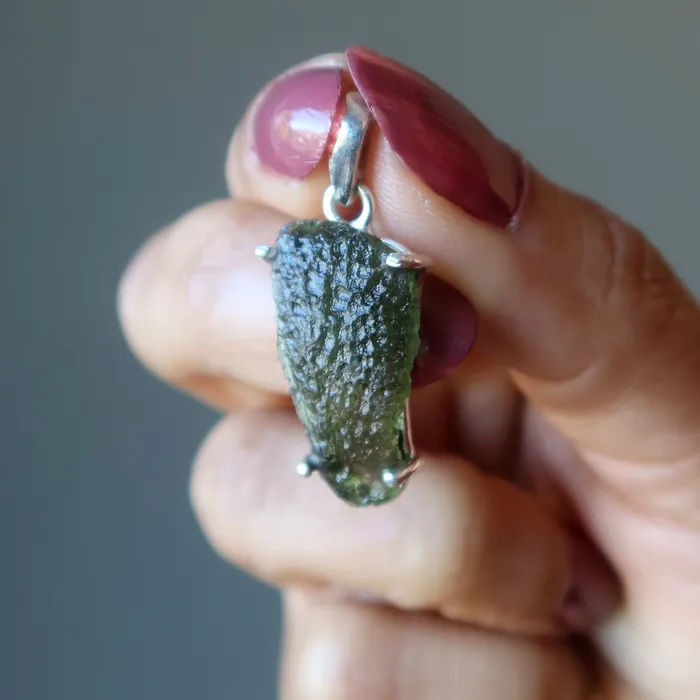 Necklaces Satin Crystals Moldavite Pendant Mini Monster Manifestation Gem Sterling