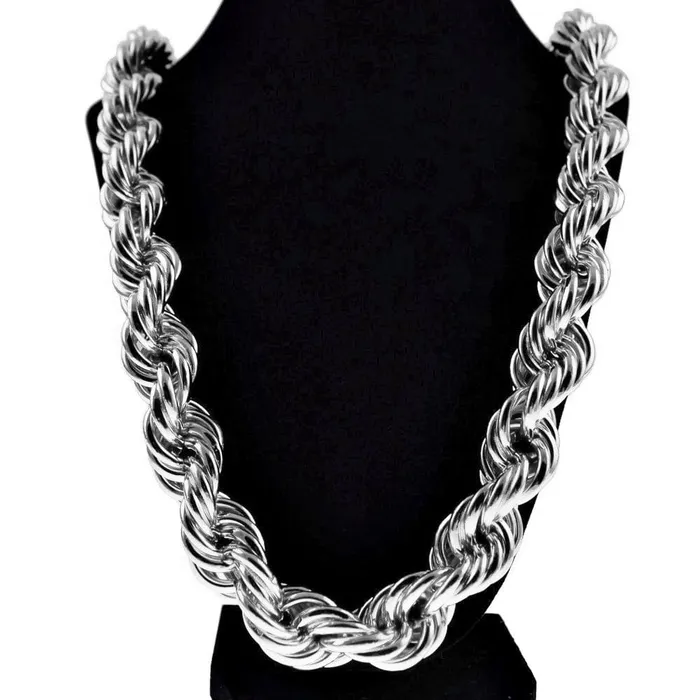 Necklaces Silver Tone Rope Chain Necklace 20mm Thick x 30 Inch Bling Cartel Admin Necklaces Silver Tone Rope Chain Necklace 20mm Thick x 30 Inch Bling Cartel Admin