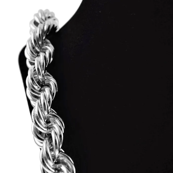Necklaces Silver Tone Rope Chain Necklace 20mm Thick x 30 Inch Bling Cartel Admin