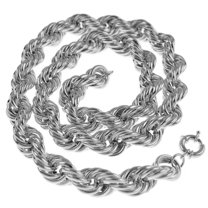 Necklaces Silver Tone Rope Chain Necklace 20mm Thick x 30 Inch Bling Cartel Admin