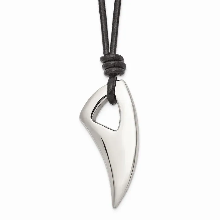 Necklaces Stainless Steel Polished Claw Leather Cord Necklace Chisel