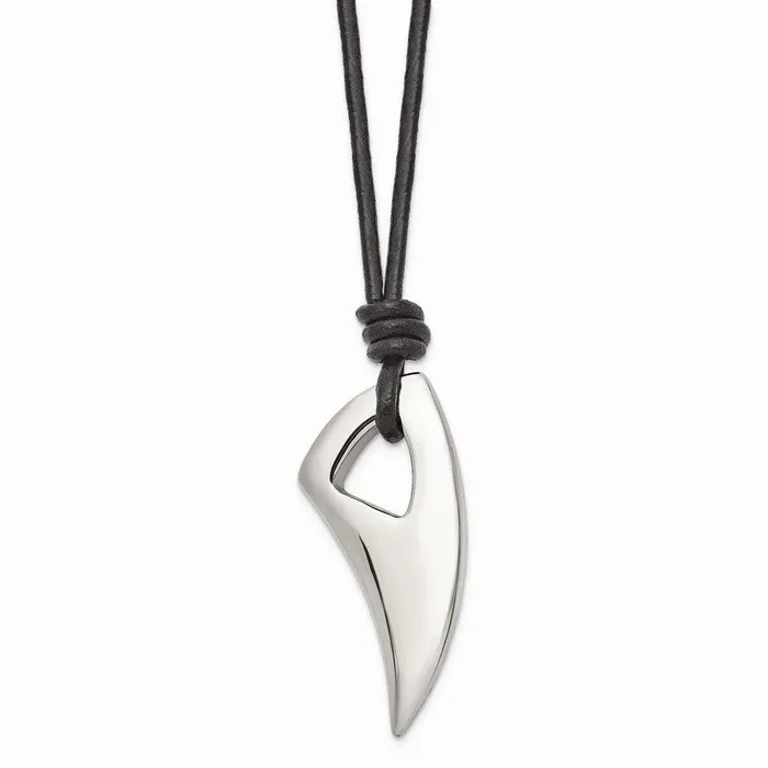 Necklaces Stainless Steel Polished Claw Leather Cord Necklace Chisel Necklaces Stainless Steel Polished Claw Leather Cord Necklace Chisel