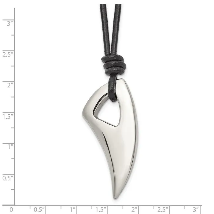 Necklaces Stainless Steel Polished Claw Leather Cord Necklace Chisel Necklaces Stainless Steel Polished Claw Leather Cord Necklace Chisel