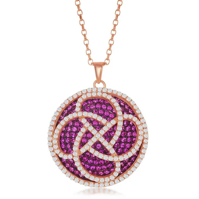 Necklaces Sterling Silver Pink and White Flower Pendant Chain Classic