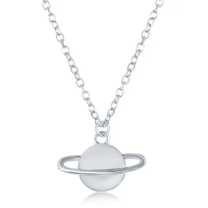Necklaces Sterling Silver Saturn Planet Necklace Classic