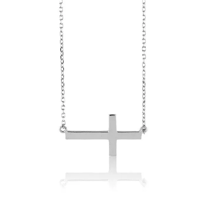 Necklaces Sterling Silver Sideways Cross Necklace Classic