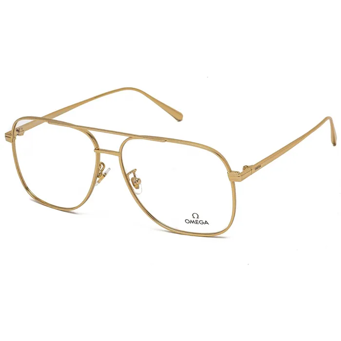Omega Mens Eyeglasses Clear Lens Shiny Deep Gold Aviator Frame OM5006H 030 Omega Earrings Omega Mens Eyeglasses Clear Lens Shiny Deep Gold Aviator Frame OM5006H 030 Omega Earrings