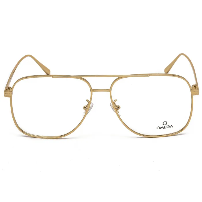 Omega Mens Eyeglasses Clear Lens Shiny Deep Gold Aviator Frame OM5006H 030 Omega Earrings
