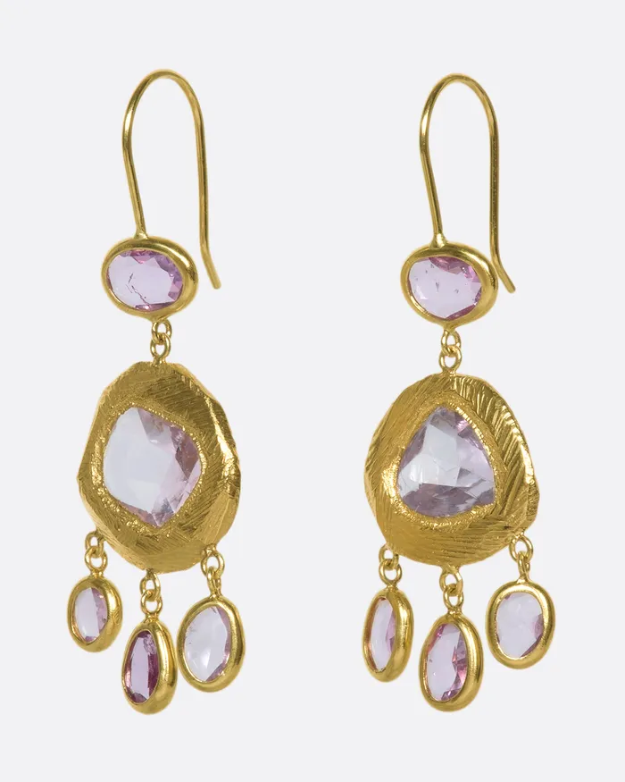 PAGE SARGISSON Earrings Three Tier Sapphire Earrings