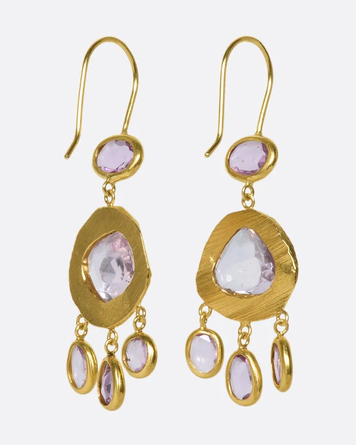 PAGE SARGISSON Earrings Three Tier Sapphire Earrings