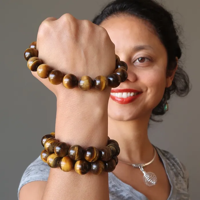 Satin Crystals Bracelets Tigers Eye Bracelet Golden Confidence Stone