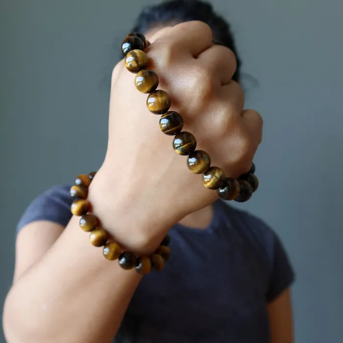 Satin Crystals Bracelets Tigers Eye Bracelet Golden Confidence Stone