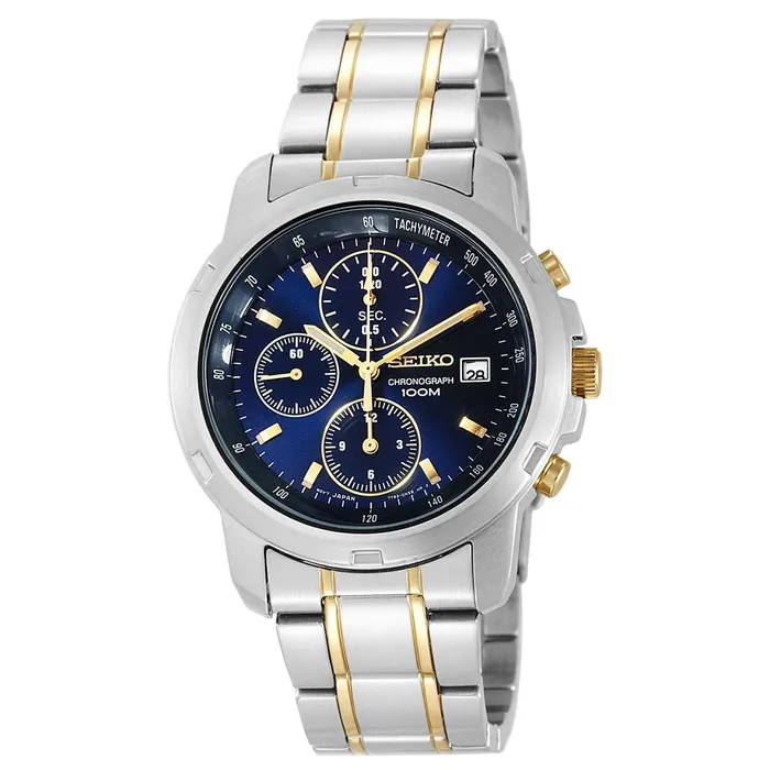 Seiko Bracelets Seiko SNDB05 Mens Blue Dial Two Tone Bracelet Chronograph Watch Seiko Bracelets Seiko SNDB05 Mens Blue Dial Two Tone Bracelet Chronograph Watch