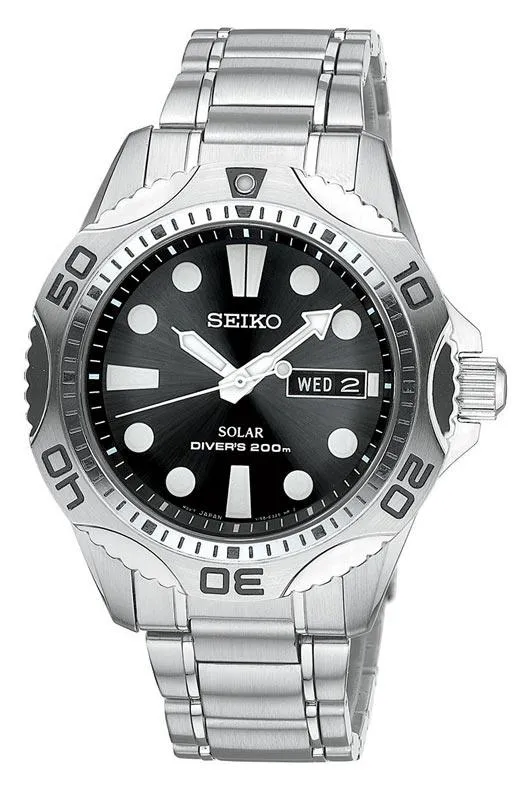 Seiko Bracelets Seiko SNE107 Mens Black Dial Stainless Steel Solar Powered Watch Seiko Bracelets Seiko SNE107 Mens Black Dial Stainless Steel Solar Powered Watch