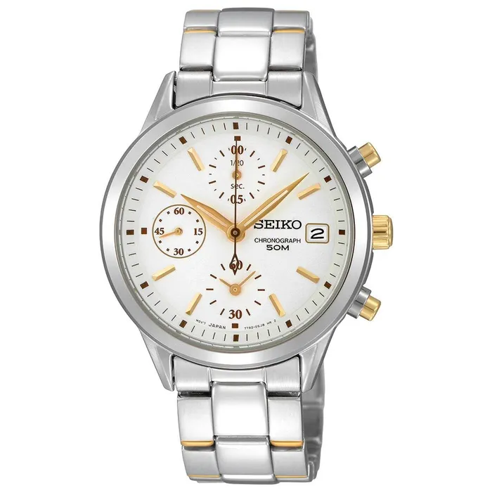 Seiko SNDY41P1 Womens Chronograph White Dial Two Tone Bracelet Watch Seiko Bracelets Seiko SNDY41P1 Womens Chronograph White Dial Two Tone Bracelet Watch Seiko Bracelets