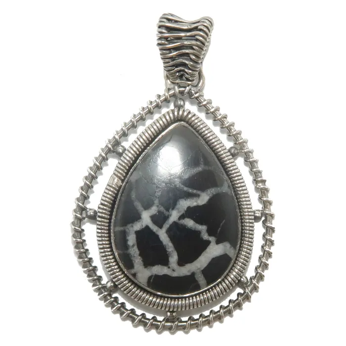 Septarian Pendant Dragon Labyrinth Stone Sterling Silver Satin Crystals Necklaces Septarian Pendant Dragon Labyrinth Stone Sterling Silver Satin Crystals Necklaces
