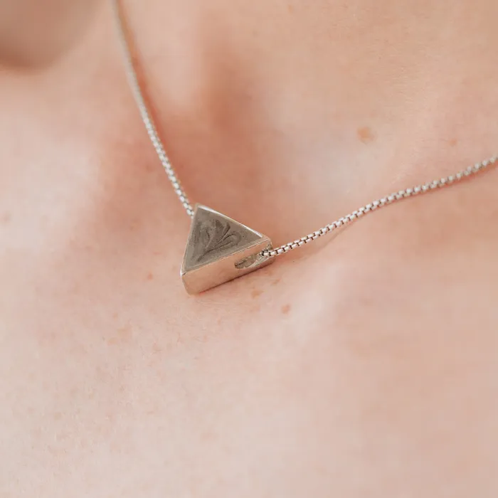 Sliding Triangle Cremation Necklace in 14K White Gold closebymejewelry Necklaces