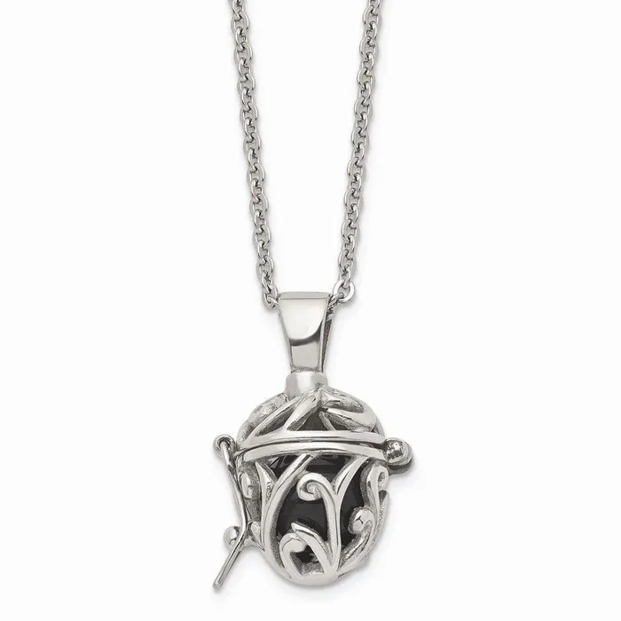 Stainless Steel Black Agate Fancy Pendant Necklace Chisel Necklaces
