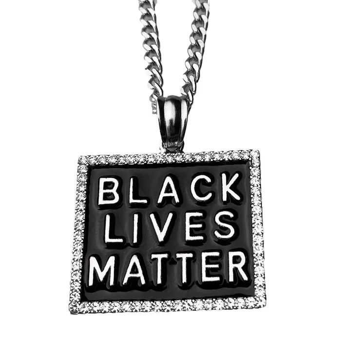 Stainless Steel BLM Rectangle Cuban Link Necklace 24 Bling Cartel Admin Necklaces