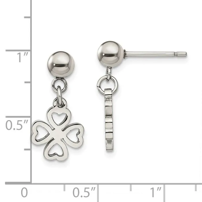 Stainless Steel Clover Post Dangle Earrings Chisel Earrings Stainless Steel Clover Post Dangle Earrings Chisel Earrings