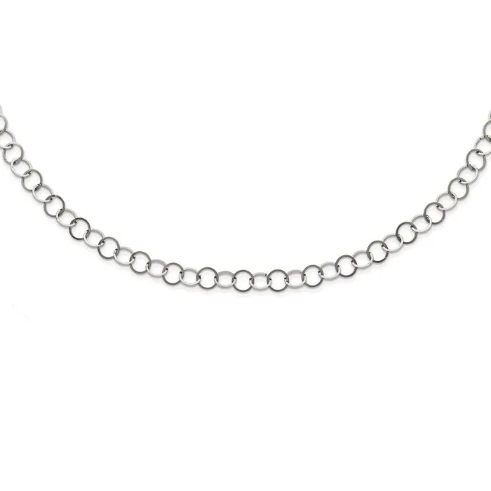 Stainless Steel Polished 8MM Circle Link Necklace Chisel Necklaces