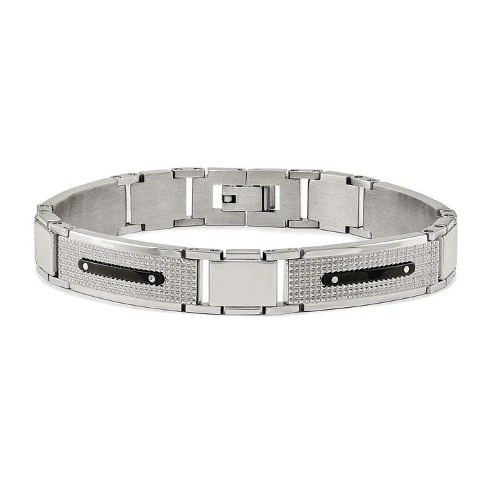 Stainless Steel Polished Textured Black IPplated 875in Bracelet Chisel Bracelets Stainless Steel Polished Textured Black IPplated 875in Bracelet Chisel Bracelets