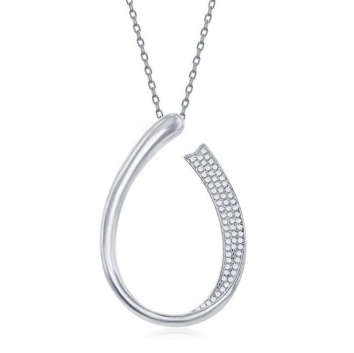 Sterling Silver Half Micro Pave JDesign Necklace Classic Necklaces