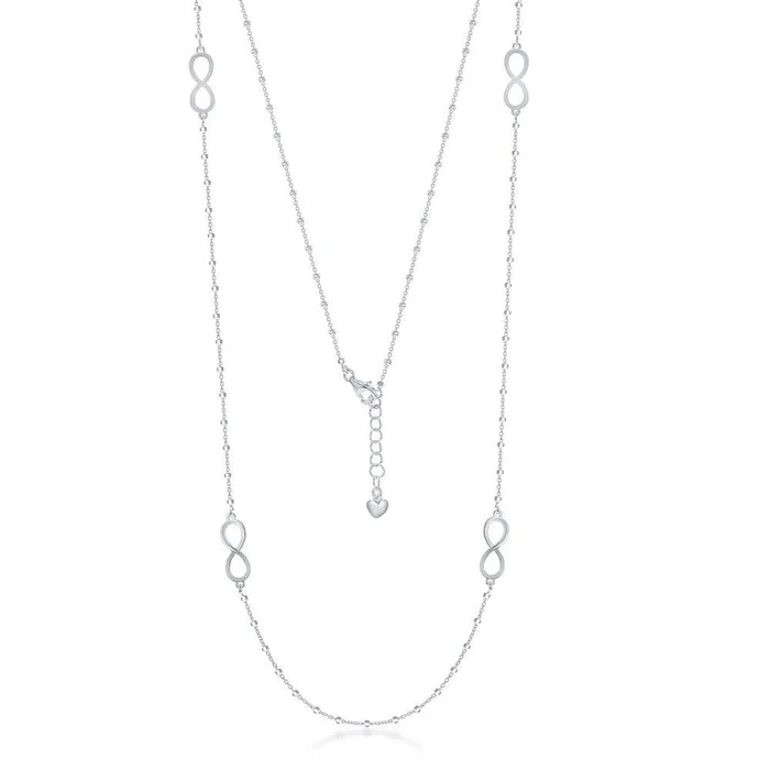 Sterling Silver Infinity Design Beads Necklace Classic Necklaces