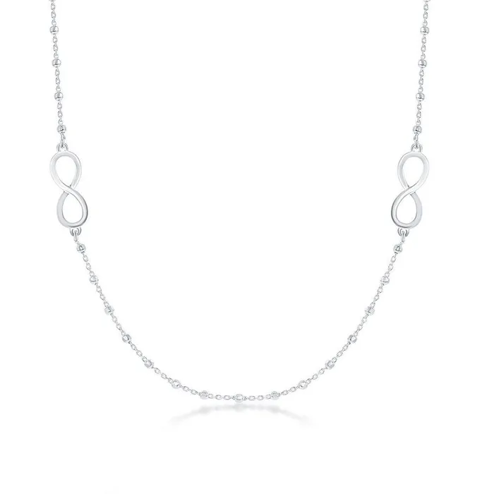 Sterling Silver Infinity Design Beads Necklace Classic Necklaces