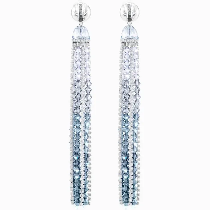 Swarovski Earrings Swarovski Womens Long Length Clip Earrings Ocean View Blue and White 5457523