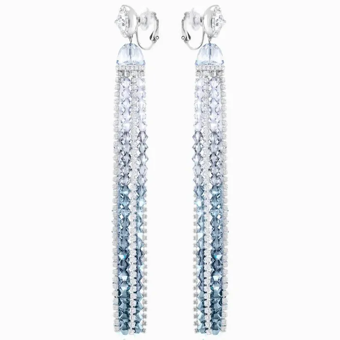 Swarovski Earrings Swarovski Womens Long Length Clip Earrings Ocean View Blue and White 5457523