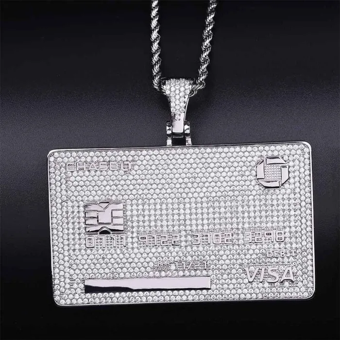 VVS Jewelry Icy Custom Credit Card Name Pendant Chain Necklaces