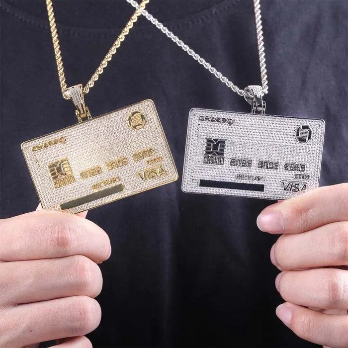 VVS Jewelry Icy Custom Credit Card Name Pendant Chain Necklaces