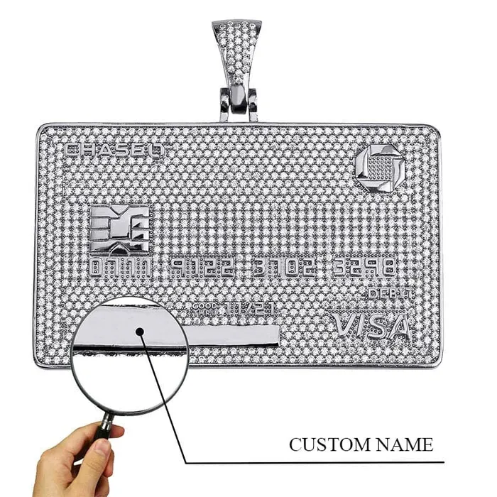 VVS Jewelry Icy Custom Credit Card Name Pendant Chain Necklaces