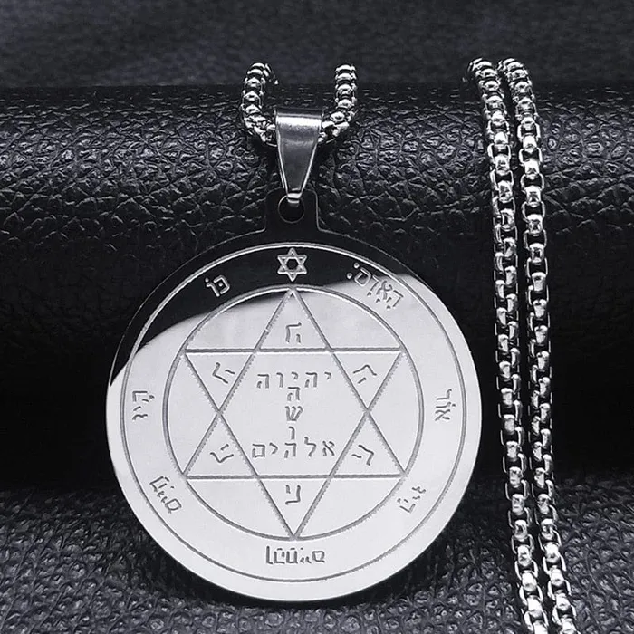 VVS Jewelry Necklaces Tetragrammaton Engraved Pendant Necklace