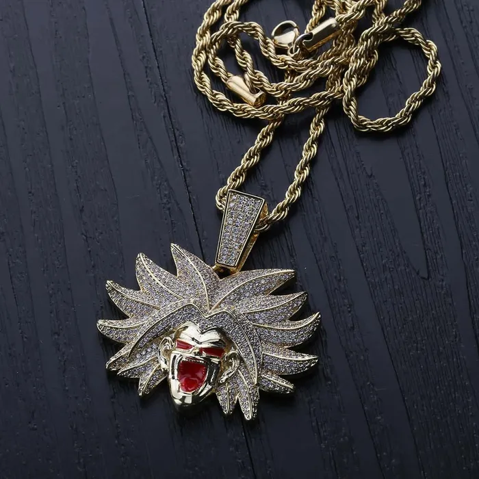 VVS Jewelry Necklaces VVS Jewelry Broly necklace simulated diamond Goku broly iced out dragon ball z chain