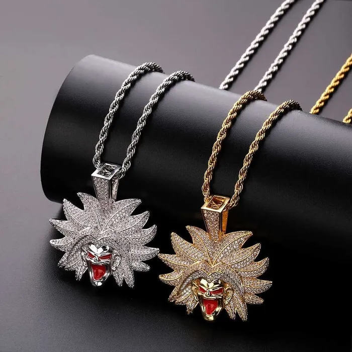 VVS Jewelry Necklaces VVS Jewelry Broly necklace simulated diamond Goku broly iced out dragon ball z chain