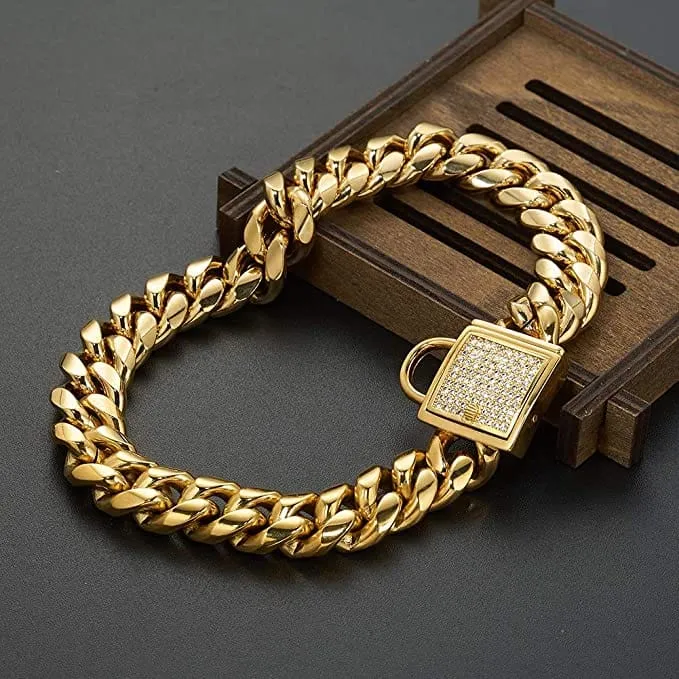VVS Jewelry PreStyled Sets VVS Jewelry 18k Gold 14mm Luxury Cuban Link Dog Collar