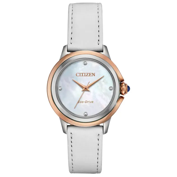 Watches Citizen Citizen Womens Eco Drive Watch Ceci Diamond White Leather Strap EM079608Y Watches Citizen Citizen Womens Eco Drive Watch Ceci Diamond White Leather Strap EM079608Y