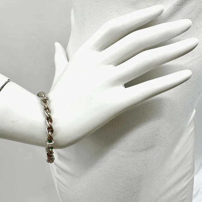 14K White Gold Bracelet with 4 Diamond Studded Rondelles Jewelry Bracelets