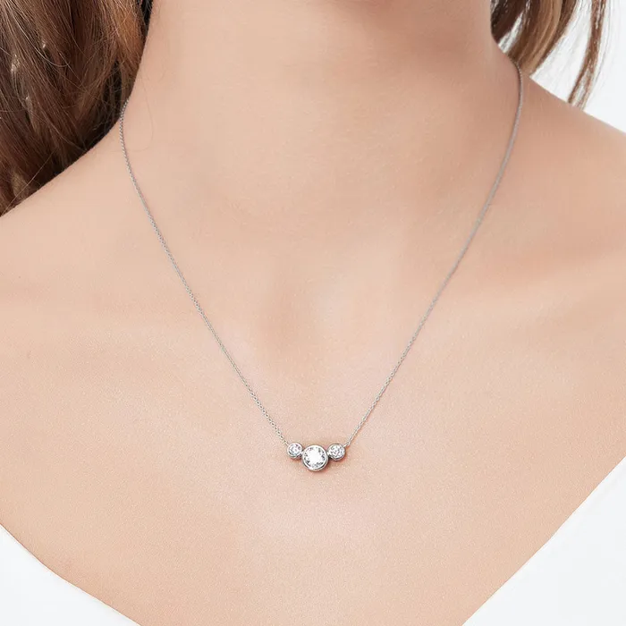 3Stone CZ Necklace in Sterling Silver 08ct BERRICLE Necklaces
