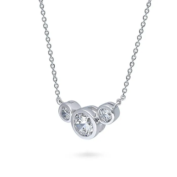 3Stone CZ Necklace in Sterling Silver 08ct BERRICLE Necklaces