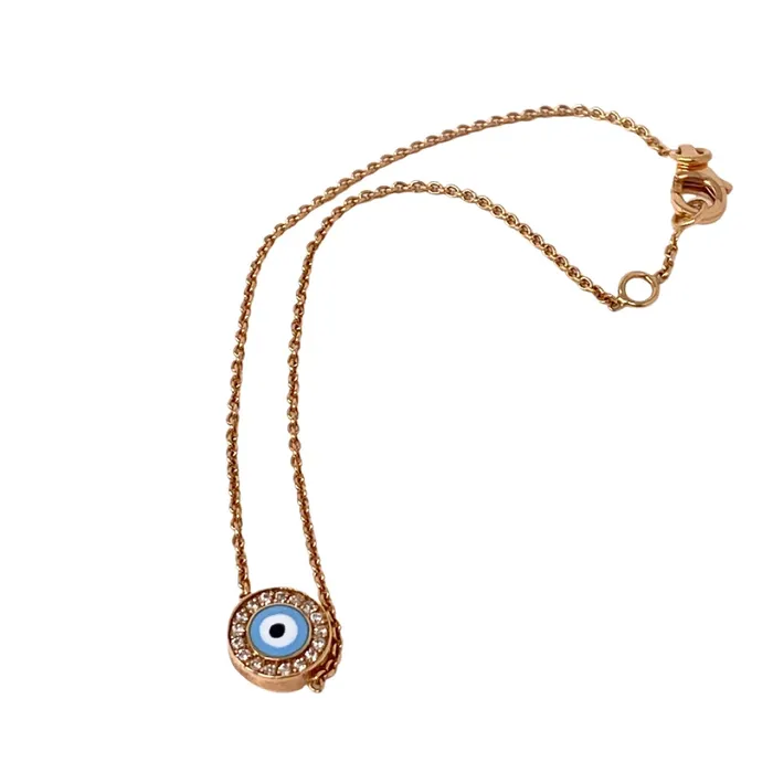 Aaron Basha Bracelets Aaron Basha 18K Rose Gold Evil Eye Pendant Bracelet